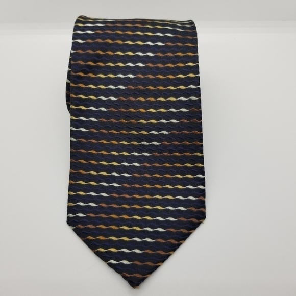 Fabio Fazio handmade black silk tie multicolor squiggles - Picture 1 of 3